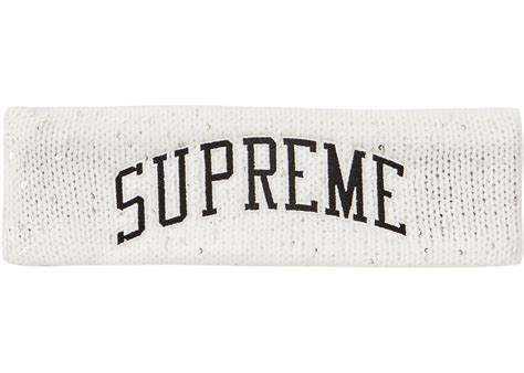 Supreme New Era Sequin Arc Logo Headband White