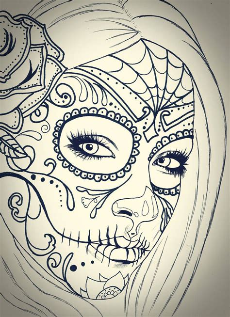 Skull Girl Sketch By Carldraw With Images Skull Girl Tattoo Sugar