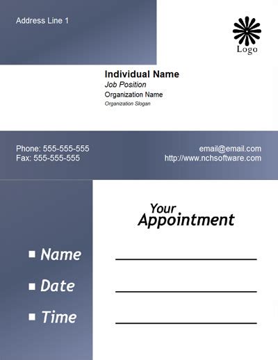 Appointment card templates are available in corel draw, publisher and indesign formats in several colors and styles. Free Business Card Templates for CardWorks Business Card Maker