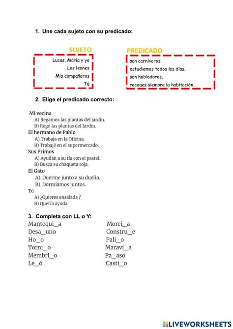 Sujeto Y Predicado Online Exercise For Eso Live Worksheets