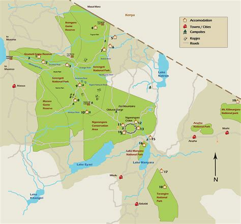 Tanzania The Northern Circuit Safari Map Travel Blog