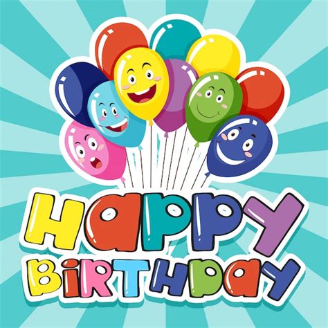 Premium Vector Happy Birthday Card Template With Colorful Balloons