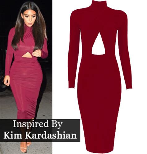 Dress Kim Kardashian Polo Neck Dress Kim Kardashian Dress Cut Out