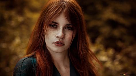 Redhead Alluring Eyes And Beautiful Freckles 8k Wallpaper Download