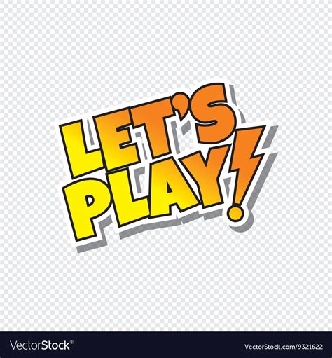 Lets Play Cartoon Text Sticker Royalty Free Vector Image