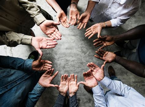 Premium Photo Group Of Diverse Hands Palms Circle Support Together