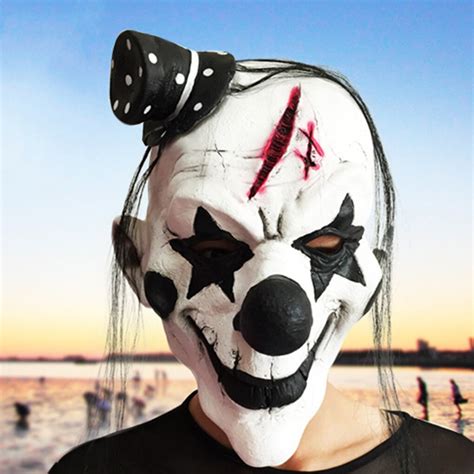 Spoof Black And White Scary Clown Mask Full Face Cosplay Horror