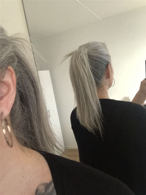 Sleek Grey Ponytail Beautiful Gray Hair Hair Styles Grey Hair