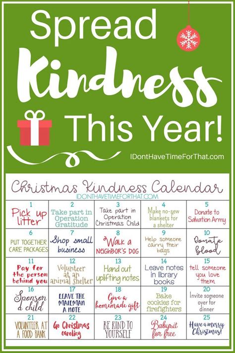 Free Printable Christmas Kindness Calendar I Dont Have Time For