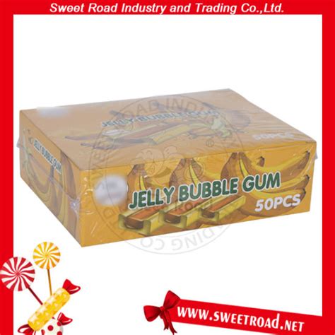 Fruit Flavor Center Filled Jelly Bubble Gum Confectionery In Box Square