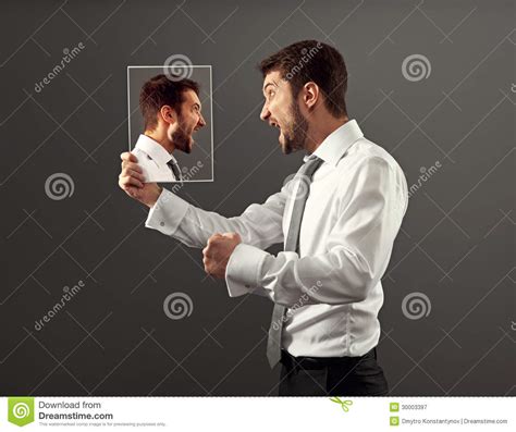 Man Have A Hot Discussion With Himself Stock Image Image Of Shout