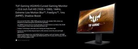 Asus Tuf Gaming Vg24vq Curved Gaming Monitor 236 Inch Full Hd 1920 X