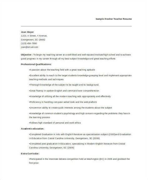 Resume format for fresher teachers is an easy guide for newbies looking to present a trustworthy as well as capable demeanor to future employers. FREE 51+ Resume Samples in PDF | MS Word