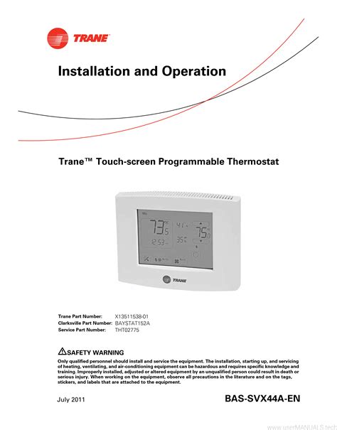 Trane 8000 Thermostat Manual