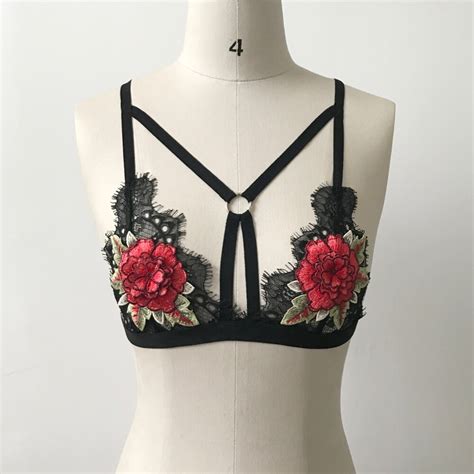 lanshifei floral embroidery bra push up bralette sexy lace strap triangle unpadded bras women