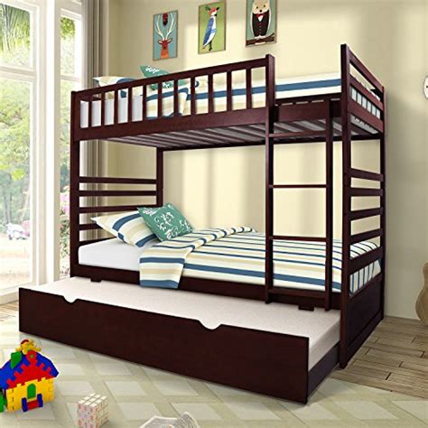 Merax Twin Over Twin Bunk Bed With Trundle Solid Wood Bunk Bed In