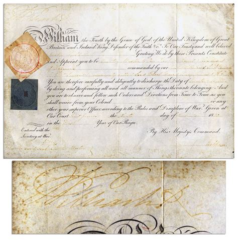 Lot Detail King William Iv Signed Military Document