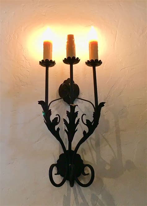 3 Arm Wrought Iron Custom Wall Sconce Iron Wall Sconces Rustic Wall