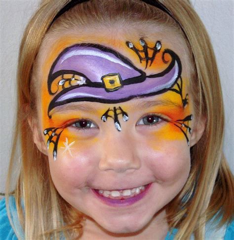 Halloween Face Painting Witch Hat Design Halloween Schminken Kinder