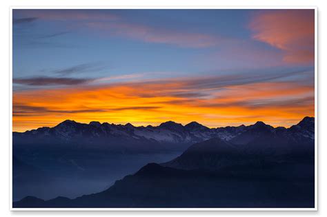 Colorful Sky At Sunset Over The Alps Print By Fabio Lamanna Posterlounge