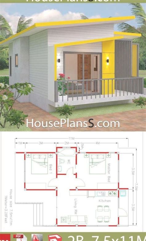 House Plans 7x7 With 2 Bedrooms Full Plans Samhouseplans D89