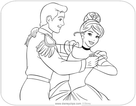 Cinderella And Prince Charming Dancing Coloring Pages