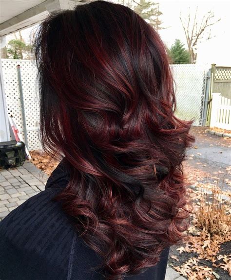 Dark Burgundy Hair Color Purple Hair Color Ombre Burgundy Balayage Black Hair With Highlights