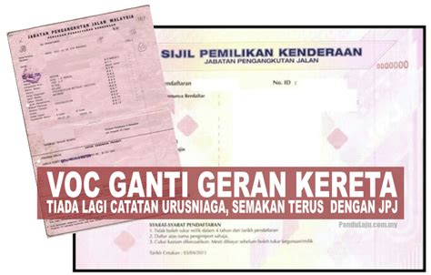 Visizdevīgākie un budžeta dzīves apstākļi. JPJ Perkenal Sijil Pemilikan Kenderaan (VOC) Sebagai Ganti ...