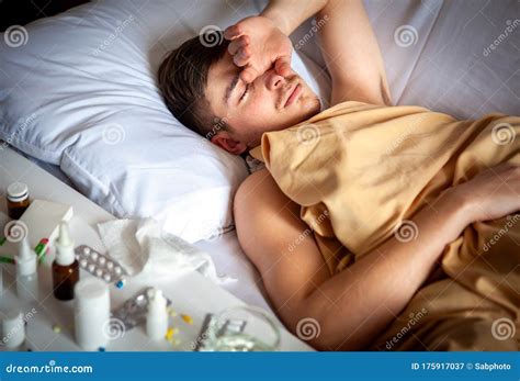 Sick Man Sleep In The Bed Stock Image Image Of Influenza 175917037