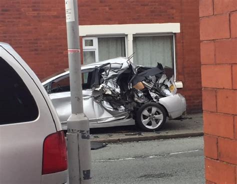 Moment Suspected Drug Driver Crashes Into Parked Cars In Deepdale