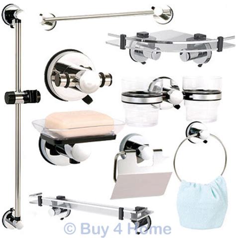 Bathroom accessory ideas shopping for bathroom accessory sets are a great way to match your bathroom to a theme or finish. Showerdrape Super Suction Axis Bathroom Accessories Hook ...