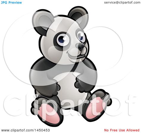 Clipart Graphic Of A Cartoon Sitting Panda Royalty Free Vector