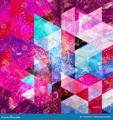 Abstract Watercolor Background With Geometric Elements Stock