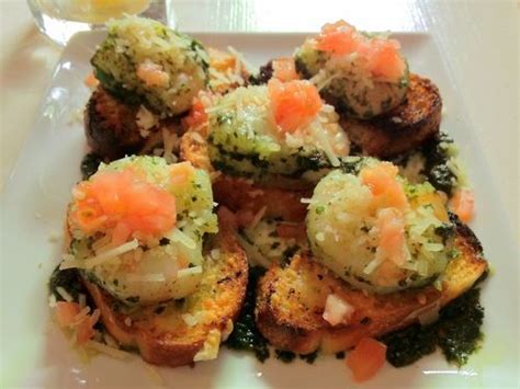 To assemble, spread each piece of toasted bread with 1⁄2 tsp pesto. SHRIMP, PESTO, BASIL, and TOMATO BRUSCHETTA - St Germain's ...