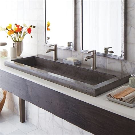 As a result, the shape of a vessel sink makes a dramatic design statement, with choices like squares, ovals, rectangles, and circles. Trough 48-inch NativeStone Undermount/ Drop-in Double ...