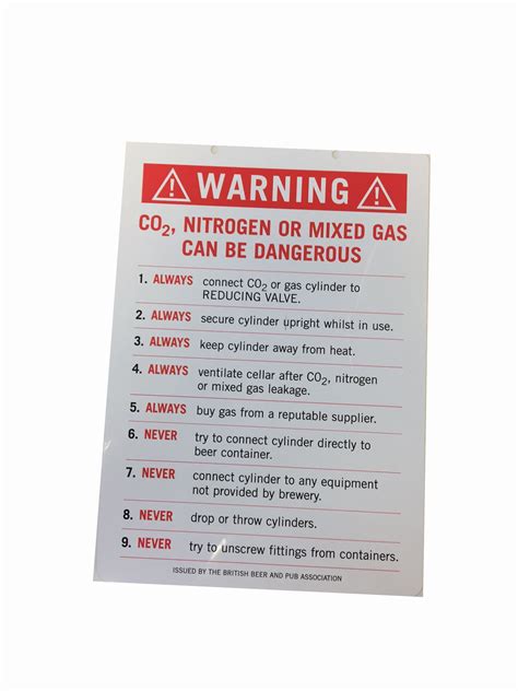Maybe you would like to learn more about one of these? Gas Warning Card for Beer Cellars