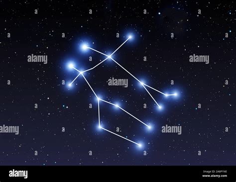 La Constelación De Géminis En El Cielo Estrellado Fotografía De Stock