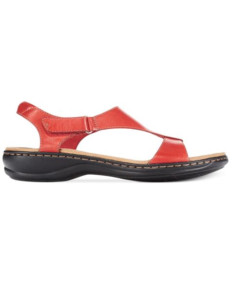 Clarks Collection Womens Leisa Foliage Flat Sandals In Red Lyst