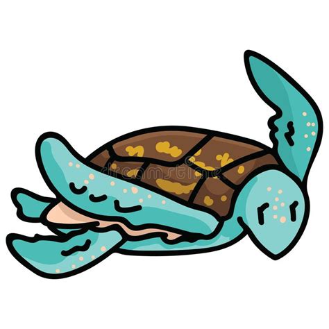 Cute Swimming Group Of Sea Turtles Cartoon Seamless Vector Pattern