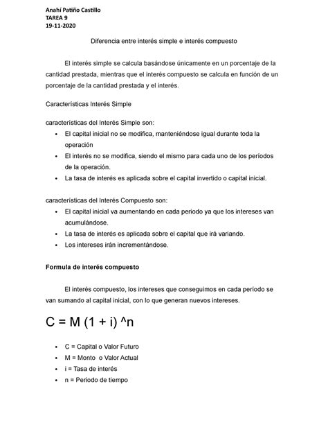 Diferencia Entre Interes Simple E Interes Compuesto Anah Pai O