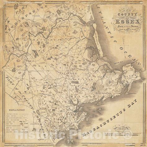 Historical Map 1825 The County Of Essex From Actual Survey Vintage