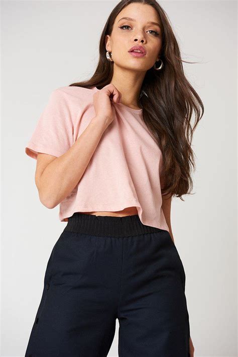 Oversized Cropped Tee Pink Crop Tee Pop Fashion Cropped