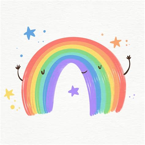 ilustración del arco iris smiley acuarela vibrante vector gratis