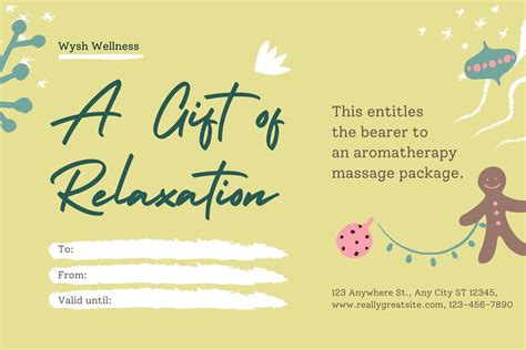 Printable Gift Cards Templetes Massage Therapist Free Printable