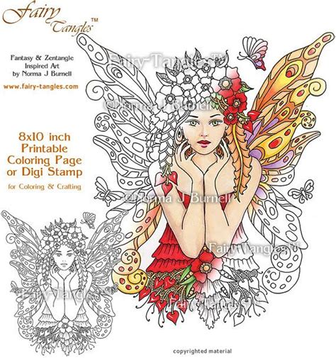 Poppies Flutters Fairy Tangles Printable Coloring Book Pages And