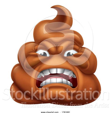 Vector Illustration Of Angry Mad Dislike Hating Poop Poo Emoticon Emoji