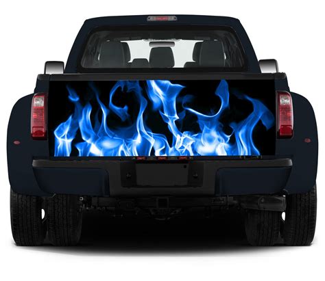 Tailgate Vinyl Wrap Full Color Blue Flames Graphics Decal Fire Etsy