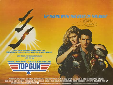 Top Gun 1986 Poster British Signed By Tom Cruise