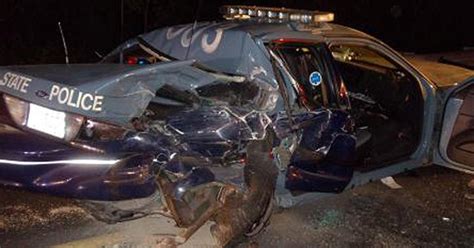 State Trooper Hurt After Cruiser Hit By Pickup Truck On I 95 Cbs Boston