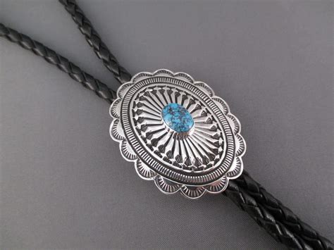 Sterling Silver Bolo Tie With Kingman Turquoise By Orville White